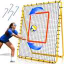 7x4 FT Volleyball Rebounder Net, 5-Angle Volleyball Training Equipment, Adjustable Rebounder Net Practice Setting, Spiking, and Bumping, Practice Net for Baseball, Softball, Lacrosse, Soccer