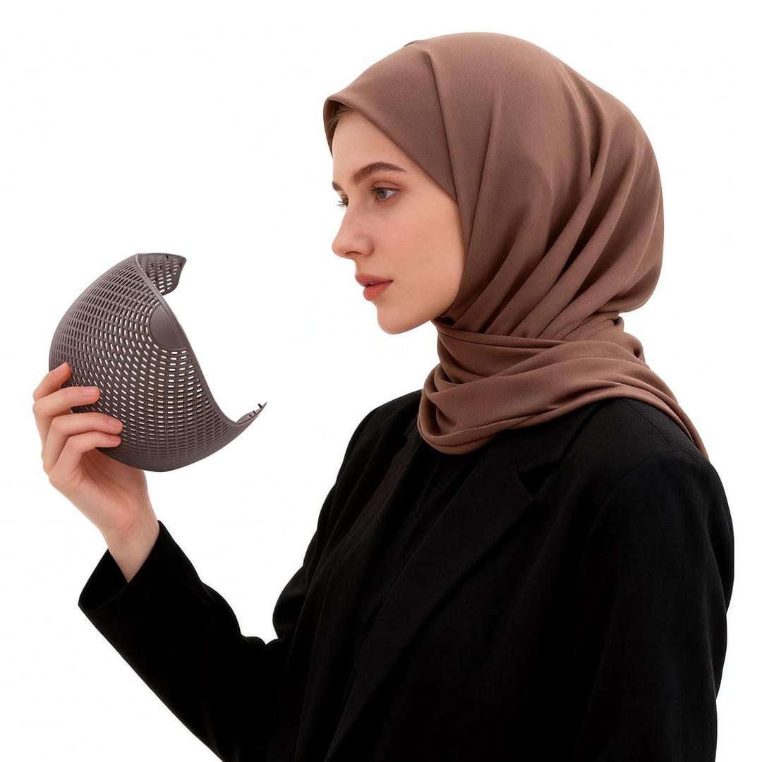 2 Pcs Non-Slip Hair Grip Band, TPEE Elastic Headband for Women Hijab, Hair Tamer for Flyaways, Lightweight Hairs Hold (Not Hijab Fabric) for Under Scarf, Daily/Prayer/Sports(Dark Brown)