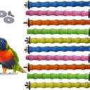 kathson 10PCS Bird Perch Parrot Stand Cage Accessories Natural Wooden Stick Paw Grinding Rough-surfaced Chew Toy for Cockatiels,Cockatoo,Lorikeet,Conure,Parakeet (Random Color,7.9inch)