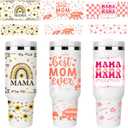 UV DTF Cup Wraps, 6 Sheet Mama UV DTF Transfer Stickers for 40 oz Tumbler, Sunflower Waterproof Uvdtf Cup Wraps, Personalized DIY Craft Supplies & Gifts
