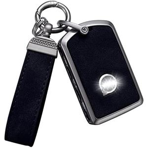 YO&YOYE Compatible with Volvo Key Fob Cover with Keychain Leather Key Case Protector for Volvo XC90, XC60, XC40, S60, S90, V60, V90, Polestar 1, Polestar 2, Black