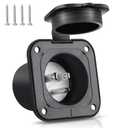 Flanged Inlet 15A AC Port Shore Power Plug with Waterproof Cover NEMA 5-15P Male Receptacle Flush Mount Outlet for RV Marine Boat Golf Cart Block Heater Bumper ETL Listed