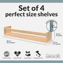 NATURE SUPPLIES Set of 4, 23.1 Inch Floating Shelves for Wall, Kids Bookshelf for Bedroom, Nursery Storage for Books, Wooden Wall Shelves for Nursery Decor, Natural Wood
