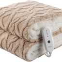 Electric Heated Blanket 50x60 Inches Heated Throw with 5 Fast Heating Levels & 4 Hours Auto Off, Fuzzy Soft Cozy Sherpa Blanket for Couch Sofa, ETL&FCC Certification, Beige