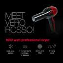 Solano Vero Rosso Ceramic Ionic Hair Dryer - Fast Drying 1600 Watt Lightweight Blow Dryer - Quiet + Ergonomic Design +Tourmaline for Added Shine and Smoothness - Italian-Made