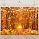 Fall Backdrops for Photography Autumn Thanksgiving Backdrop Maple Leaves Happy Fall Banner Party Decor Happy Thanksgiving Decorations Background 8x6Ft (94x71 inch)