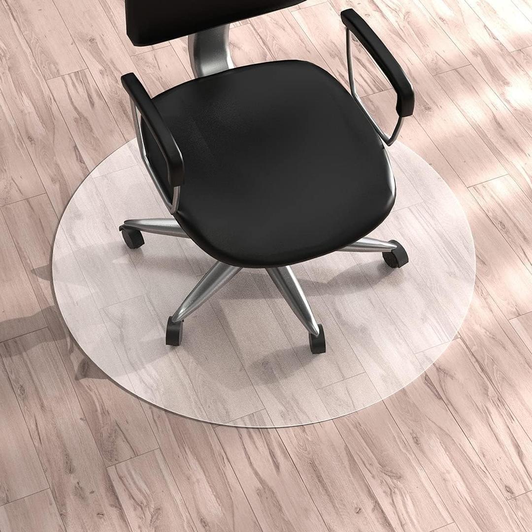 WASJOYE Office Chair Mat for Hard Floor, 36" Round Transparent Hard Floor Protector Cover Home Floor Mat for Computer Desk Rolling Chair