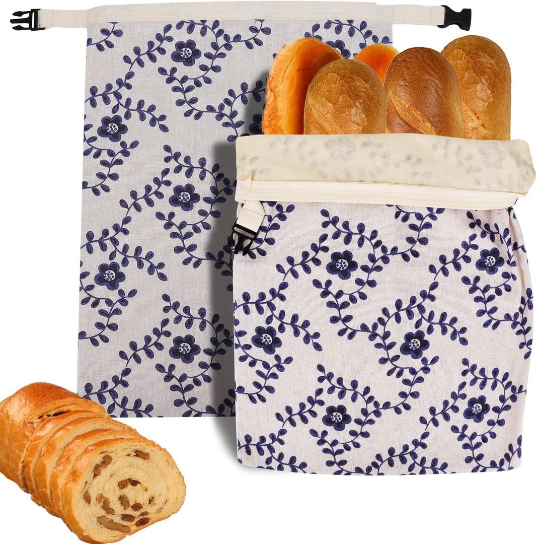 2 Packs Reusable Beeswax Bread Bags For Homemade Sourdough Bread, Line & Beeswax Bag to Keep Fresh - Extra Large and Easy to Clean Cotton Storage Bag