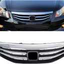 Chrome Front Bumper Grille Grill Compatible with 2011-2012 Honda Accord Sedan 4 Door Replacement for HO1200203 71121TA0A11 Upper Hood Grill