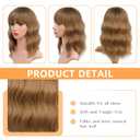 Short Brown Wavy Wig with Bangs for women Light Brown Curly wig Shouder Length Bob Curly Wavy Wig Ombre Brown Wig with Dark Roots Synthetic Natural Wavy Heat Resistant Fiber Hair for Daily Use 14 Inch