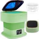 Portable Washing Machine, 15L Mini Washing Machine, Small Compact Washer and Dryer, Collapsible Portable Laundry Washer, Travel, Apartment, Dorm, RV, Underwears, Socks, Baby Clothes (Pure Green)