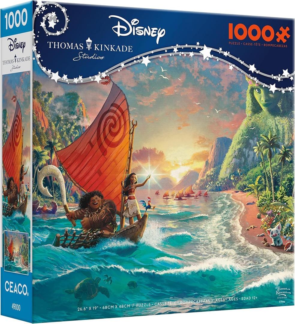 Ceaco - Thomas Kinkade Disney Dreams - Disney's Moana - 1000 Piece Jigsaw Puzzle for Adults - Vibrant Thomas Kinkade Art - Premium Disney Puzzle for Collectors