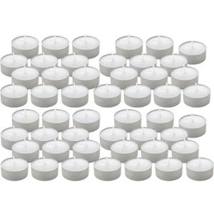 Tea Light Candles, 50‑Count – 4.5‑Hour Long‑Burning White Tealights for Warmers – Non‑Toxic, Smokeless & Soot‑Free Unscented Candles for Parties, Décor & Shabbat