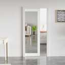 BARNSMITH 36" x 80" Sliding Pocket Door, Includes Wooden Frame Mirror Door Panel and Soft Close Pocket Frame Kit, Solid Wood Water-Proof PVC Surface, White