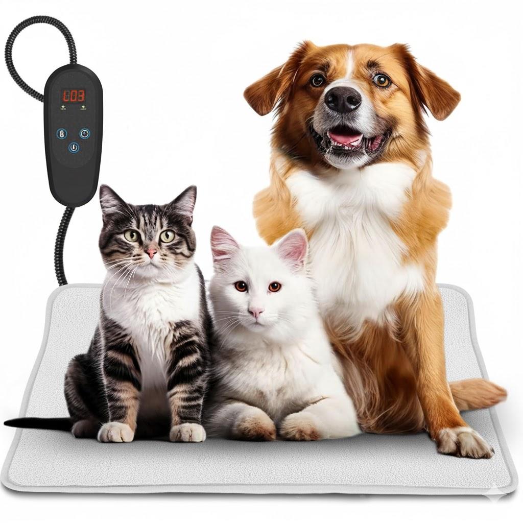 Pet Heating Pad Temperature Adjustment Anti-bite Puppy with Timer Cat Heating Pad Indoor Waterproof Pet Warming Pad Electric Heated Bed Mat Dog (XL: 35.5'' x 23.6'')