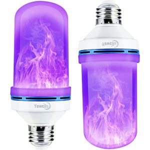 LED Flame Effect Light Bulb, 4 Modes E26 Base Fire Light Bulbs with Gravity Sensor (Purple-2Pack)
