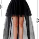 Spooktacular Creations Women's Black Bustle Skirts Long Tulle Tutu Skirt Elastic Overskirt for Halloween Cosplay Party (Black)