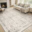 MontVoo-Vintage Area Rug 9X12 Beige Rugs for Living Room-Soft Distressed Printed Rugs for Bedroom-Non Slip Carpet-Machine Washable Rug for Dining Room Living Room Bedside Office