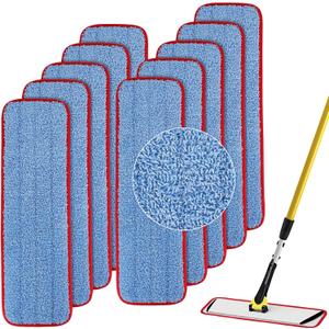 Replacement Microfiber Pad for Rubbermaid Commercial 18.5 Inch Mop Head - 10 Pack Wet & Dry Commercial Cleaning Refills Reusable Mop Refills Fit for Any Microfiber Flat Mop System 18.5"