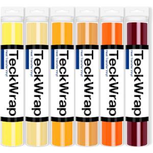 TECKWRAP HTV Iron On Vinyl for T-Shirts & Crafts  6 Roll Bundle, 12" x 3ft Heat Transfer Vinyl, Fall Orange & Yellow Shades, Vibrant Colors for DIY Shirts & Halloween Projects