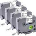 TZe-131 12mm 0.47 Laminated Clear Label Tape Compatible for Brother Label Maker Tape 12mm 0.47 Clear for Ptouch PTH110 PTD210 (1/2 inch x 26.2 ft), Black on Clear, Pack of 4 