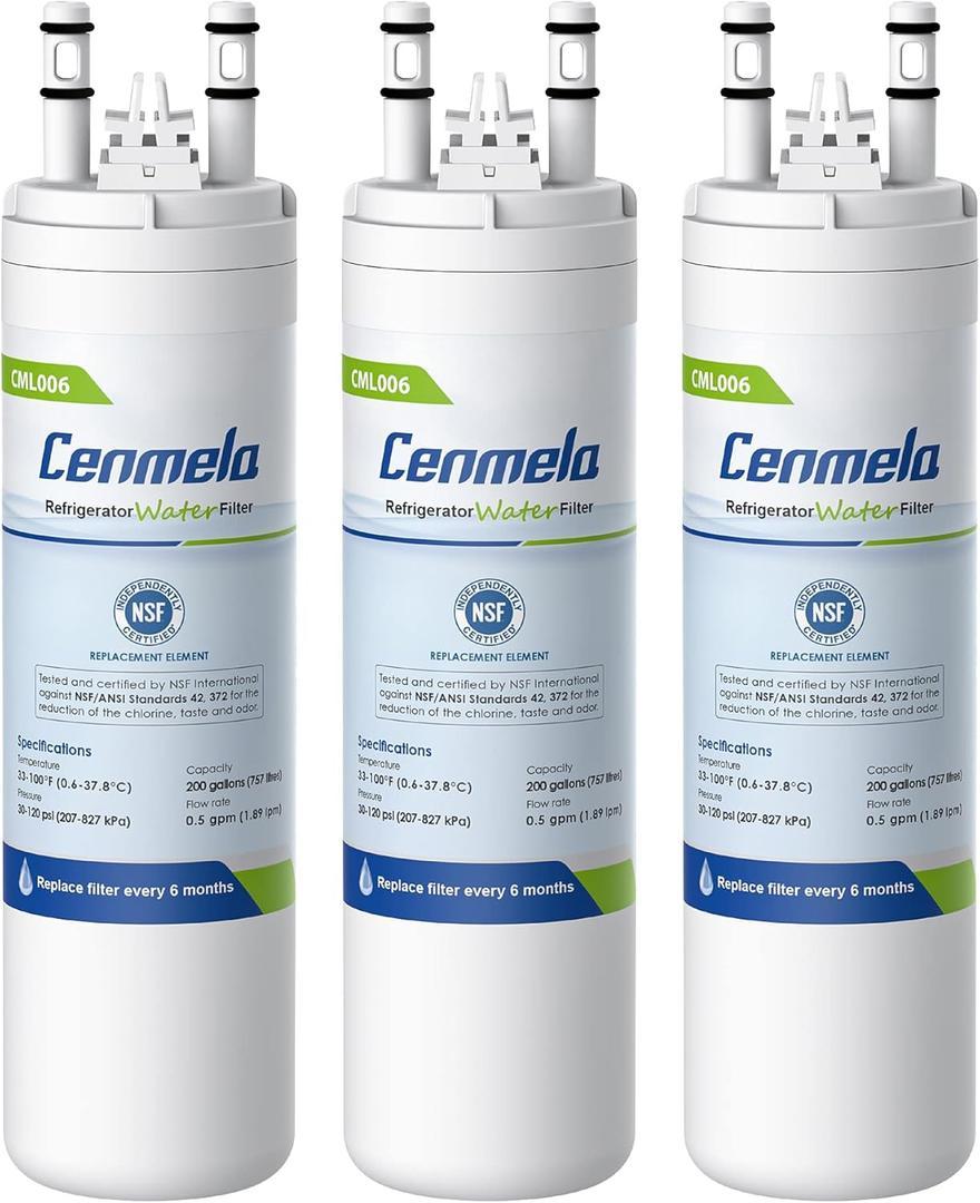 WF3CB Replacement Water Filter, Compatible with Frigidaire WF3CB, Pure Source 3, 706465, 242069601, 242086201, 242017800, WF425, Height 9 inches, Pack of 3