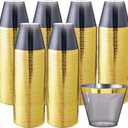 Superrnal 100pcs Gold and Black Plastic Cups 9OZ Elegant Gold Rimmed Clear Party Cups Fancy Disposable Wedding Cup Plastic Cup for Party,Gatherings, Afternoon Tea