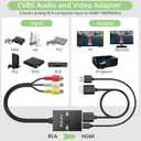 RCA to HDMI Converter with 4:3/16:9 Switch, 1080P AV Composite Video Adapter with HDMI and USB Cables, Supports PAL/NTSC for Wii PS2 DVD VHS to HDTV or Monitor