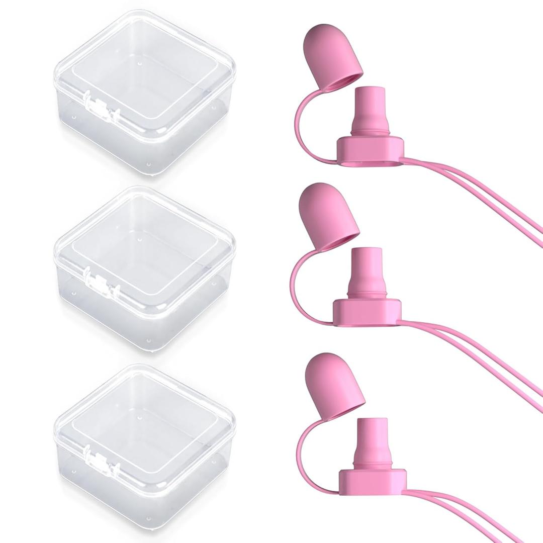 2 x [3 Packs with Case] Food Pouch Topper No Spill No Squeeze Baby Food Pouch Topper Anti Spill Softsip Food Pouch Tops for Baby Toddler Food Pouch Toppers No Spill (Pink with Case)