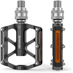 Bike Bicycle Pedals - 9/16 Quick Release Pedals Aluminum Flat Pedals - 3 Bearings Bicycle Pedals with Reflectors for Mountain Road BMX MTB Folding Bike