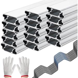 Spring Wire & Lock Channel - 20 Sets PVC Coated Spring Wire & Aluminum Alloy U-Channel Bundle with Nylon Gloves, 6.6 ft Farmer Greenhouse Frame Kit for Fix Poly Film Shade Cloth