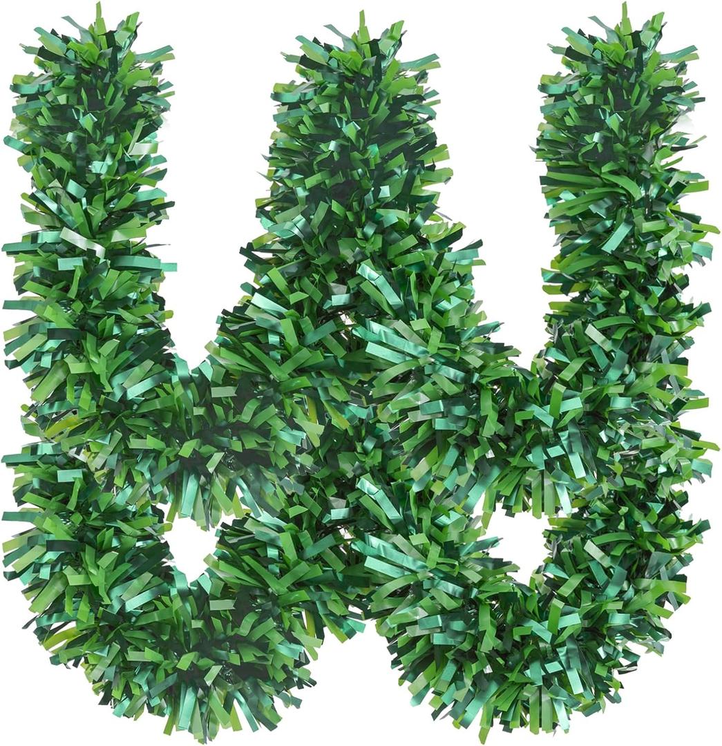 33FT Christmas Tinsel Garland,Green Tinsel Twist Garland Christmas Greenery Hanging Decoration for Xmas Tree Decoration Wedding Party Supplies