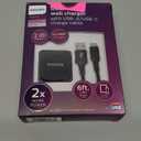 Philips Dual USB Wall Charger w/USB-A/USB-C Charge Cable (DLP6212C/37)