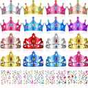 Yaomiao 44 Pcs Foam Crowns for Kids Princess Tiaras Crowns Bulk Diamond Sticker Making Kits for Birthday Party Supplies
