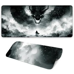 Gaming Mouse Pad with Non-Slip Base, Cute Mouse Mat with Stitched Edges for Keyboard and Mouse, Large Anime Mousepad for Computer, 31.5 x 11.8 inches (Dragon)
