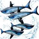 4PCS Inflatable Shark Pool Balloon, 33 Inch Shark Party Decorations for Birthday Pool Christmas, Party Favors Supplies Gift for Adults