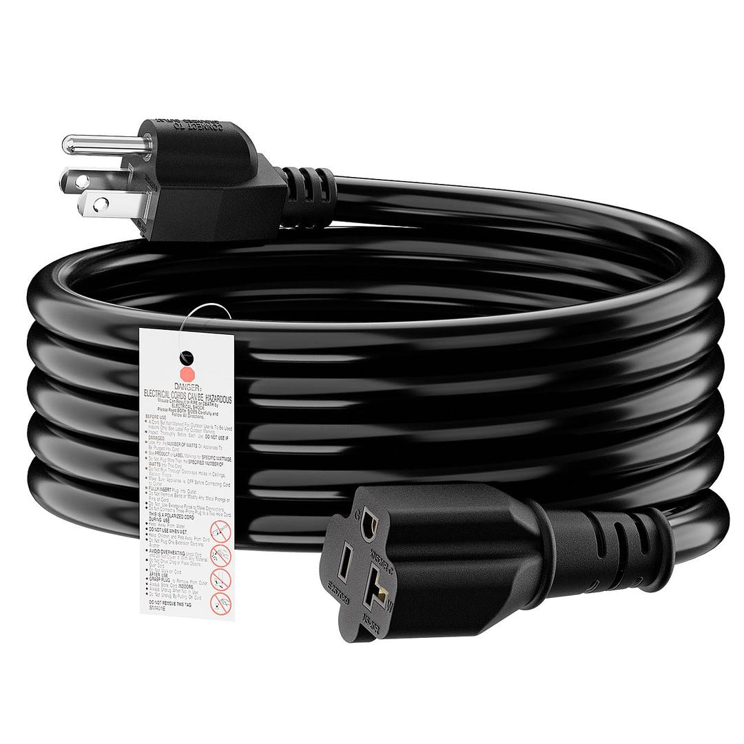 10-Foot 15 Amp Household AC Plug to 20 Amp T Blade Adapter Cable14AWG 10-Foot 15 Amp to 20 Amp Plug Adapter Cord Nema 5-15P to 5-15R/5-20R 20Amp Comb AC Power Cord, Black