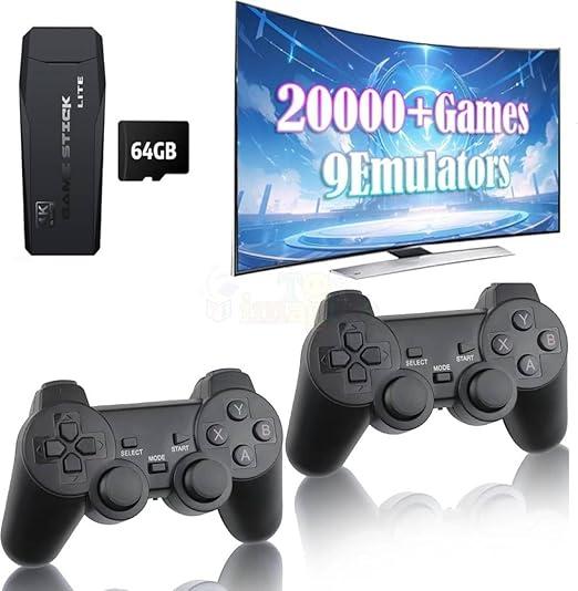 Retro Game Console 20000+ Games,64GB,4k Definition,Game Stick with Builtin 9 Emulators&Dual 2.4G Controllers,Plug and Retro Play Video Games for TV.(Crazyboy)