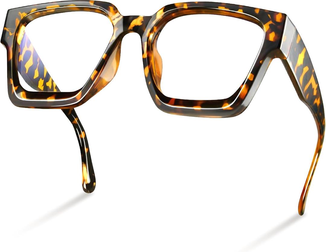 livho Oversized Eyewear Frame for Woman and Men - Rectangle Fashion Glasses for Computer, Chic Preppy Frame