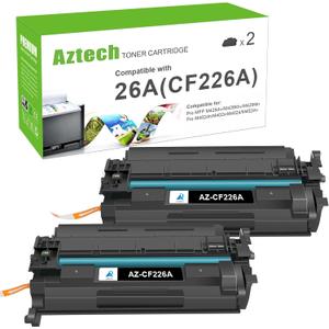 Aztech 26A CF226A Toner Cartridge 2 Pack Compatible Replacement for HP LaserJet 26A CF226A 26X CF226X Pro M402dn M402n M402dw Pro MFP M426fdw M426fdn M426dw Series Printer Ink High Yield Black