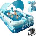 Inflatable Swimming Pool with Canopy & Air Pump & Inflatable Water Spray Gun, 118" Swimming Pool for Adults, Large Blow Up Pool Ideal for Family Backyard Garden Party, Outdoor Summer Fun