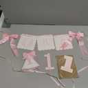 Pink Bow Birthday Decorations - Banner Cake Topper Hat Set,Sweet Half High Chair Banner,6 Months Birthday Hat with Bow