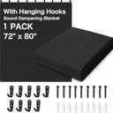 Sound Dampening Moving Blanket,72 x 80 in,9 Hooks Included, 1 Pack