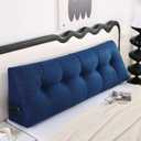 SAMTY Husband headboard Pillow Large Back Rest Support Reading Pillows for Sitting in Bed for Adults Triangle Velvet Wedge Pillow headboard King Size, Blue