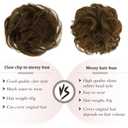 RUWISS Claw Clip Messy Bun Hair Piece Real Human Hair Buns Wavy Curly Chignon Hair Bun Extensions Tousled Updo Hair Buns Claw Clip Ponytail Hairpieces, Medium Brown (Warm/Reddish Tone)