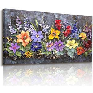 SERIMINO Dark Floral Wall Art, Abstract Wildflower Art Prints 20"x40"