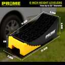 PRIME 1 RV Camper Levelers 6-Inch, 2 Packs Heavy Duty Wheel Chock Ramp for RVs, Campers & Trailers, Tire Stop Block & Trailer Wheel Stop Honeycomb Grip, Anti-Slip Base for Cars, Trucks, SUVs