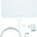 Winegard FL5500A FlatWave Amped Digital HD Indoor TV Antenna Amplified, 4K & ATSC 3.0 Ready, High-VHF/UHF, 60 Mile Range, Dual Color, 6 ft Cable