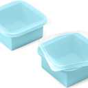 2-Cup Silicone Freezer Trays with Lids  Perfect for Meal Prep, Portion Control, and Easy Freezing-Meal Prep Container Molds for Soup,Leftovers (Aqua, 2 Pack)