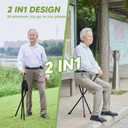Walking Cane with Seat, Lightweight Walking Stick for Seniors, Anti-Slip Sturdy Seat Cane, While Walking and Convenience for Sitting
